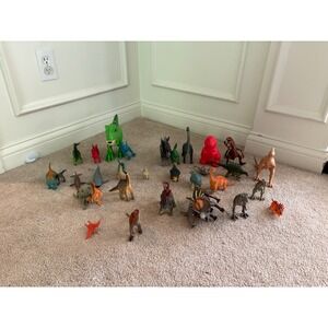 Dinosaur Toy Figures Bulk Lot of 30+ Assorted Types and Sizes Playset